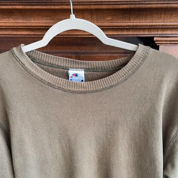 Vintage army green Champion pullover sweatshirt USA made medium *stain* - Picture 6 of 13